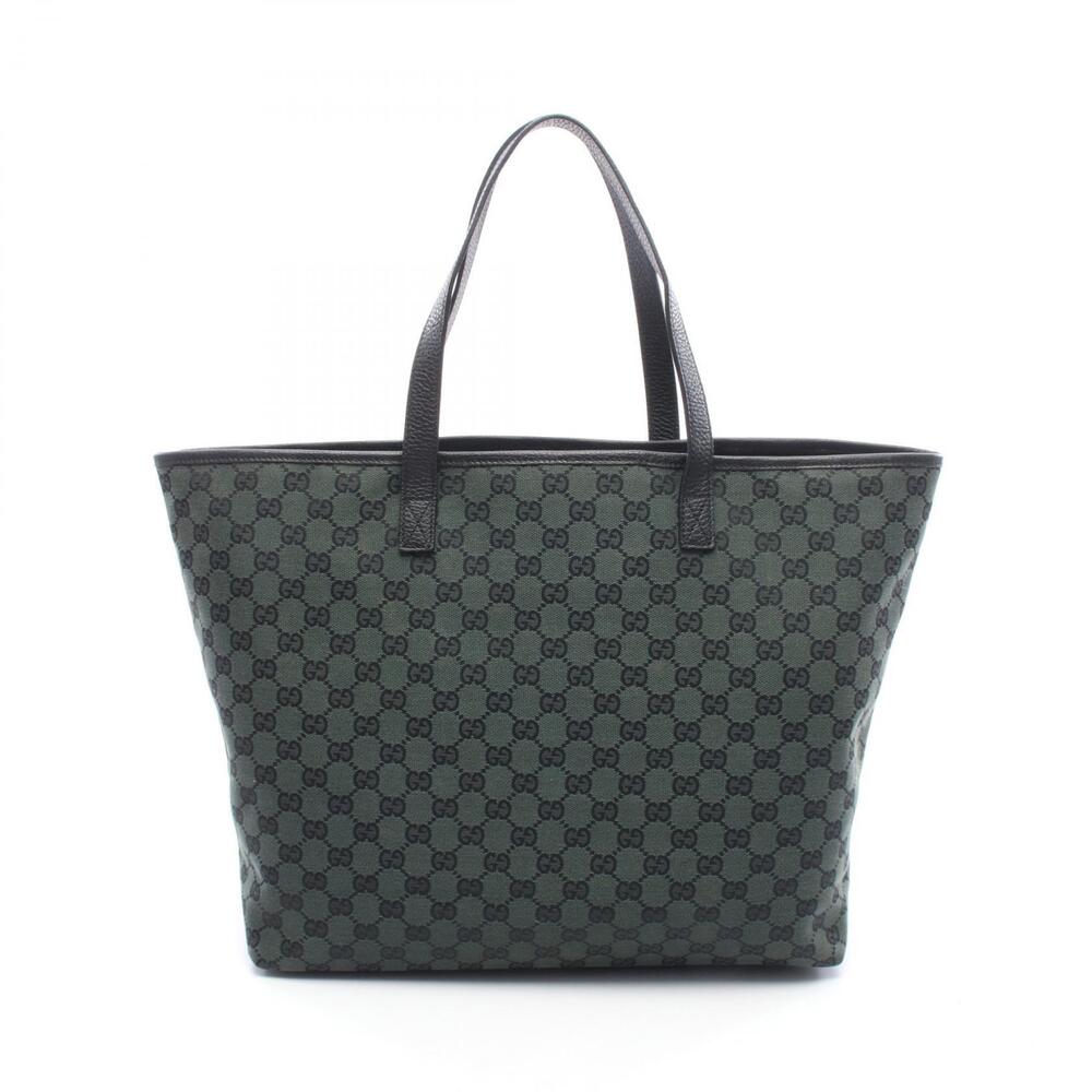 Gucci Joy GG Canvas Leather Tote Bag Green Black